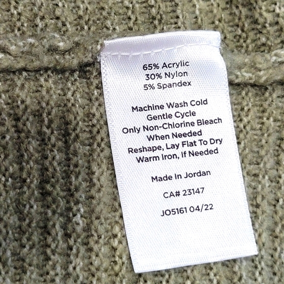TALBOTS Sz 2X Olive Green Crew Neck Long Sleeve Lightweight Sweater - Picture 4 of 5
